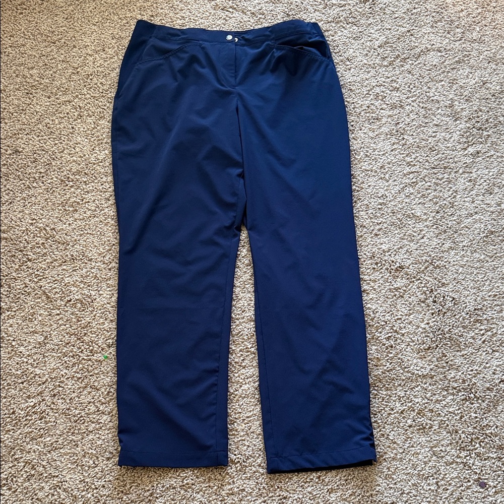 Chico's Navy Blue Straight-Leg Trousers